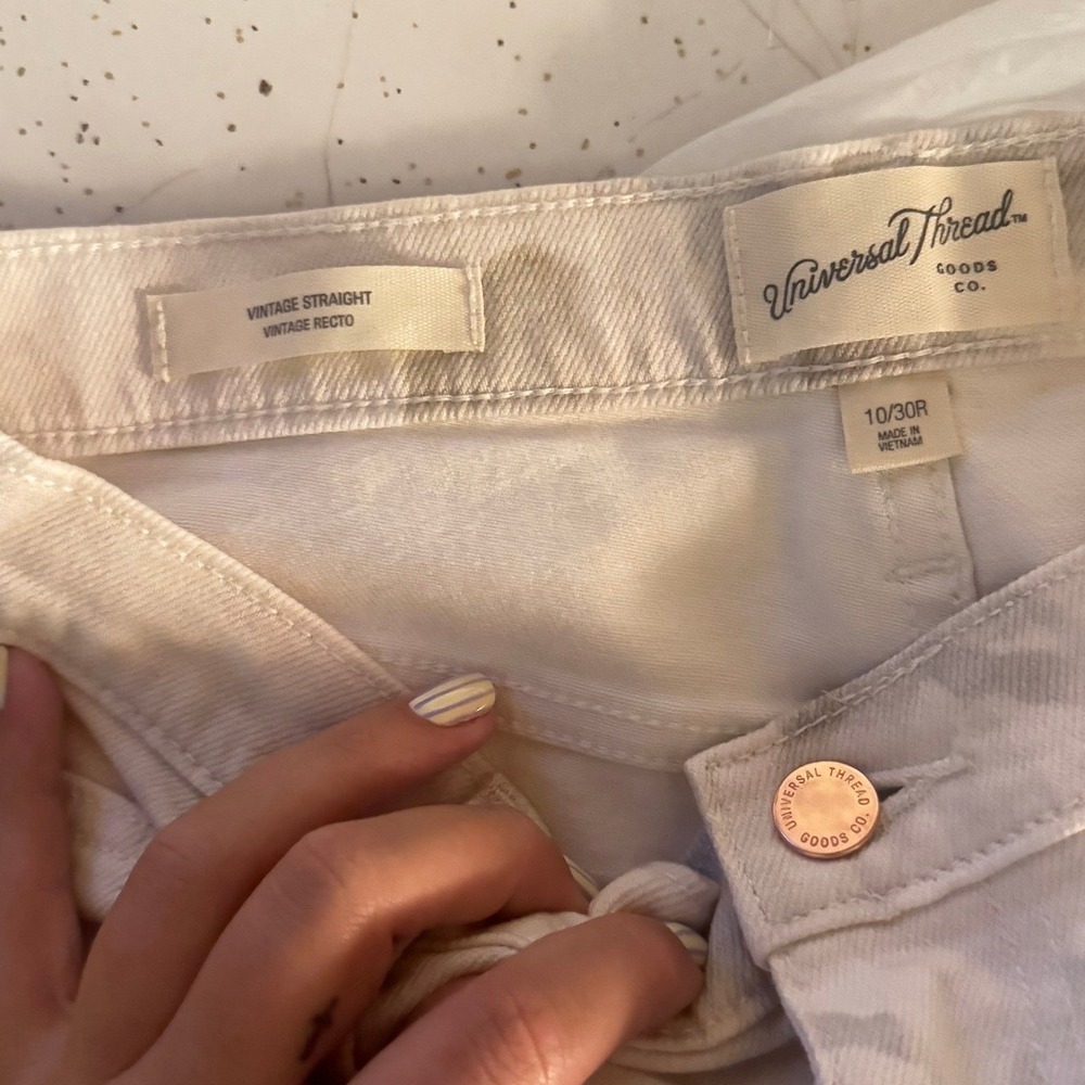 Universal Thread Vintage Straight Jeans Watercolor Cream Size 10 **See desc. ** - Picture 5 of 8